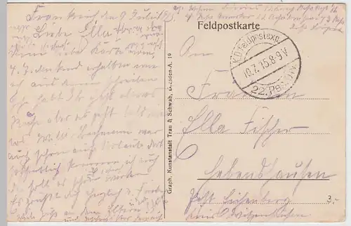 (52968) Feldpostkarte 1. WK, Königl. Res. Infanterie Regiment Nr. 71, 1915