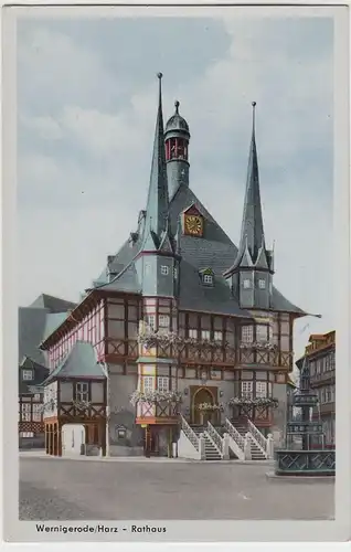 (52879) AK Wernigerode, Harz, Rathaus 1955