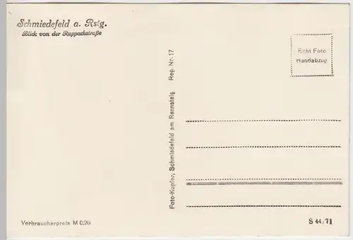 (52809) Foto AK Schmiedefeld am Rennsteig, Blick v. d. Ruppachstraße 1971