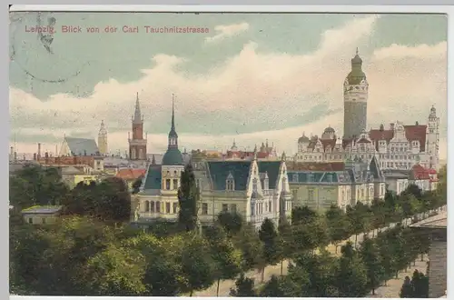 (52732) AK Leipzig, Blick v. d. Karl-Tauchnitz-Straße, Neues Rathaus 1906