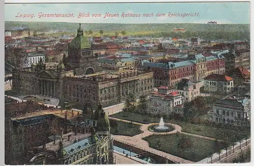 (52730) AK Leipzig, Reichsgericht, Blick vom Neuen Rathaus, vor 1945