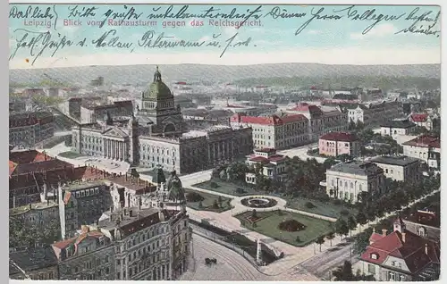 (52728) AK Leipzig, Reichsgericht, Blick vom Rathausturm 1908