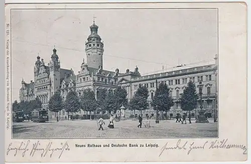 (52721) AK Leipzig, Neues Rathaus, Deutsche Bank, gelaufen 1921
