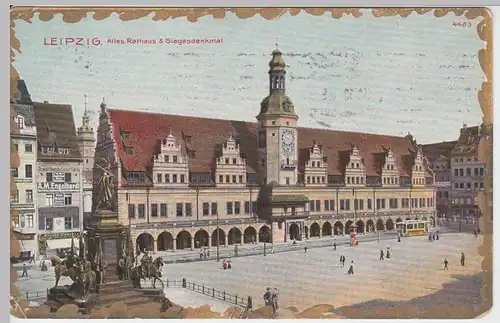 (52705) AK Leipzig, Altes Rathaus, Siegesdenkmal, vor 1945