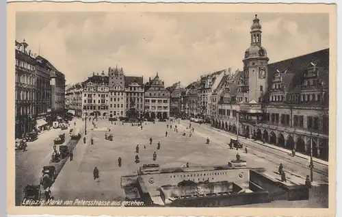 (52686) AK Leipzig, Markt, Blick v. d. Petersstraße, Altes Rathaus, vor 1945
