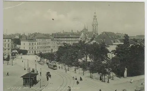 (52678) AK Leipzig, Fleischerplatz, Altes Theater, Straßenbahn 1907