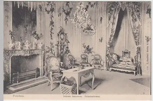 (52661) AK Potsdam, Schloss Sanssouci, Voltairezimmer, vor 1945