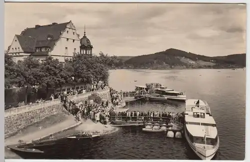 (52411) Foto AK Bleilochtalsperre, Saalburg-Ebersdorf, Hotel Kranich, um 1958