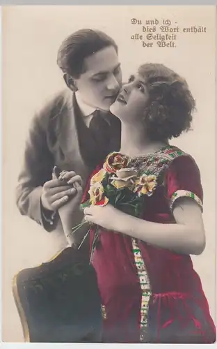 (52330) Foto AK junges Paar, Du und ich dies Wort enthält alle Seligkeit 1926