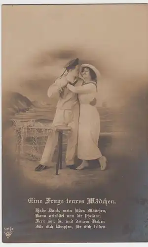 (52329) Foto AK Matrose mit Braut, Eine Frage teures Mädchen 1921