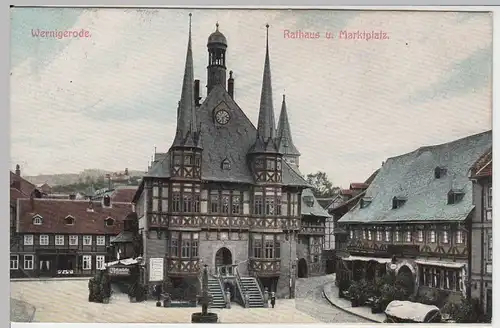 (51875) AK Wernigerode, Rathaus und Marktplatz, 1907