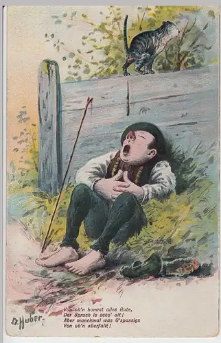 (51632) Künstler AK Scherzkarte v. Huber "Von ob'n kommt alles Gute", vor 1905