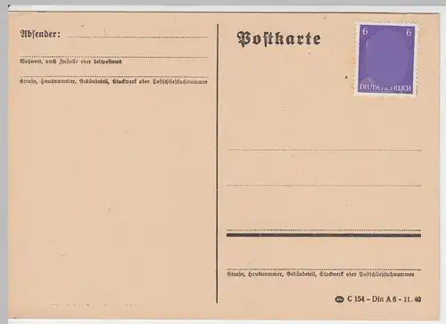 (51565) Postkarte mit Marke, unbeschrieben 1940er