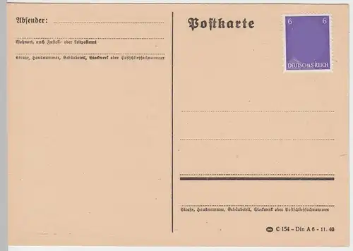 (51564) Postkarte mit Marke, unbeschrieben 1940er