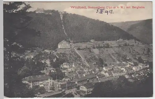 (51521) AK Wildbad, Sommerberg mit Bergbahn, 1912