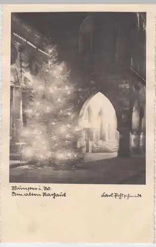 (51280) Foto AK Münster i.W., Am alten Rathaus m. Weihnachtsbaum, 1937