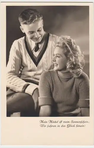 (51094) Foto AK junges Paar m. Spruch "Mein Mädel ist mein Sonnenschein"