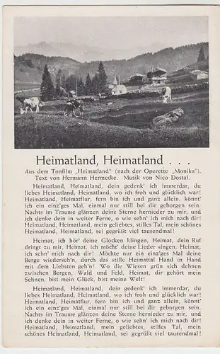 (51067) AK Liedkarte, "Heimatland, Heimatland", vor 1945