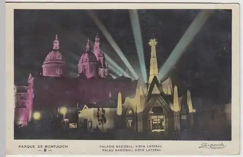 (51058) Foto AK Montjuic, Montjuich, Palacio Nacional, Nachtbeleuchtung, 1932