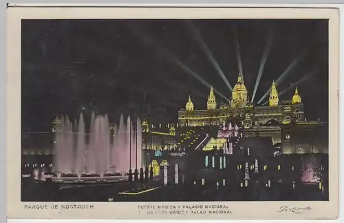 (51057) Foto AK Montjuic, Montjuich, Palacio Nacional, Nachtbeleuchtung, 1932