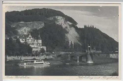 (50848) AK Porta Westfalica, Jakobsberg mit Hängebrücke, 1934