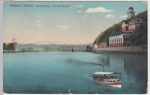 (50684) AK Mülheim a.d. Ruhr, Kahlenberg u. Bismarckturm, 1912