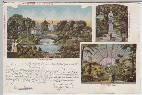 (50309) AK Leipzig, Palmengarten, Karl Heine-Denkmal, Litho, 1901