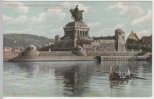 (50296) AK Koblenz, Deutsches Eck, Kaiser-Wilhelm-Denkmal, vor 1905