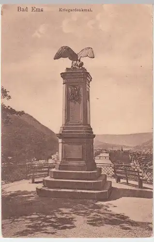 (50170) AK Bad Ems, Kriegerdenkmal, vor 1945