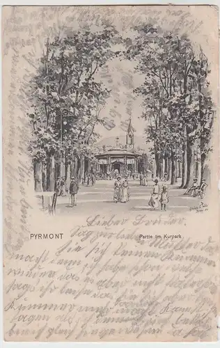 (50141) AK Pyrmont, Partie im Kurpark, 1904 (gel. 1908)