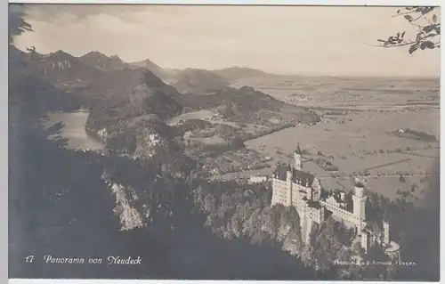 (50127) Foto AK Schloss Neuschwanstein, Panorama v. Neudeck, vor 1945