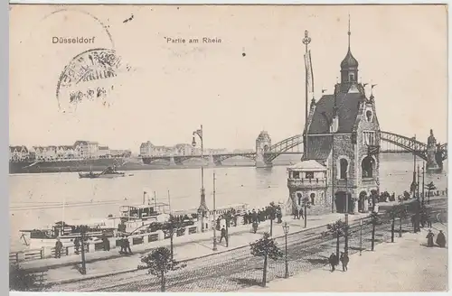 (50055) AK Düsseldorf, Partie am Rhein, 1908