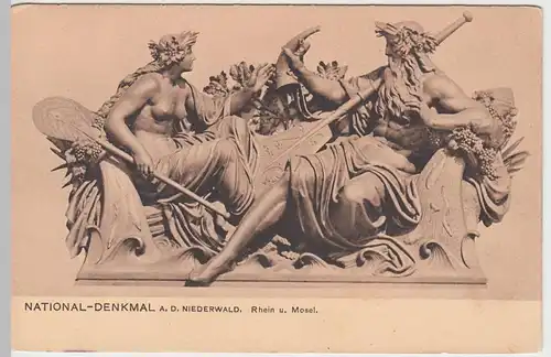 (49880) AK Rüdesheim, Nationaldenkmal, Relief Rhein u. Mosel, vor 1945