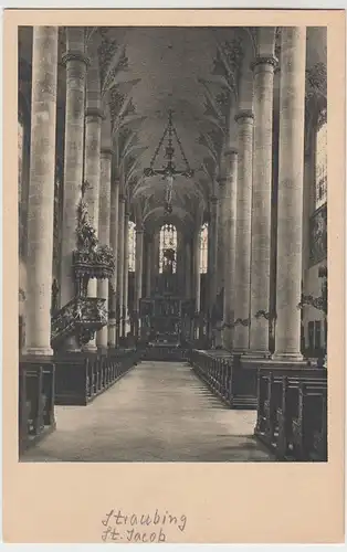 (49825) AK Straubing, St. Jacobskirche, Inneres, 1921