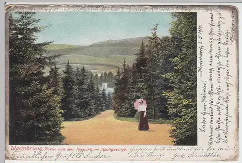 (49802) AK Warmbrunn, Partie a.d. Kurpark m. Hochgebirge, 1903