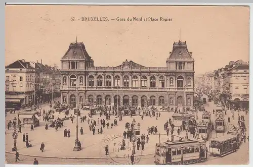 (49716) AK Brüssel, Bruxelles, Nordbahnhof u. Place Rogier, 1924