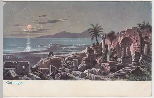 (49688) Künstler AK Karthago bei Mondschein, vor 1945