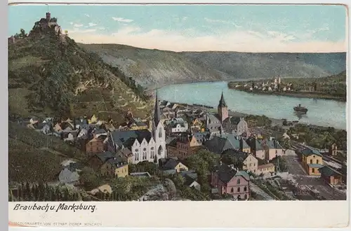 (49603) AK Braubach, Totale mit Marksburg, vor 1905