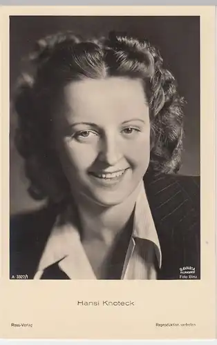 (49537) Foto AK Schauspielerin Hansi Knoteck, Ross Verlag, vor 1945