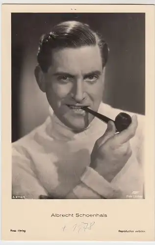 (49519) Foto AK Schauspieler Albrecht Schoenhals, Ross Verlag, vor 1945