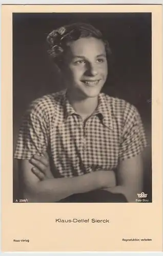 (49433) Foto AK Schauspieler Klaus-Dieter Sierck, Ross Verlag, vor 1945