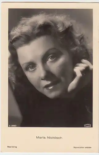 (49430) Foto AK Schauspielerin Maria Nicklisch, Ross Verlag, vor 1945