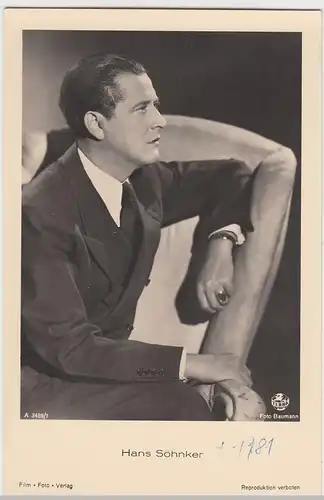 (49427) Foto AK Schauspieler Hans Söhnker, Ross Verlag, vor 1945