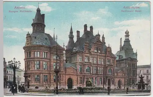 (49381) AK Anvers, Antwerpen, Banque Nationale, Feldpost 1916