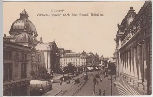 (49314) AK Bukarest, Viktoria-Straße n.d. Grand Hotel zu, vor 1945
