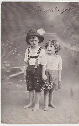 (49168) AK Kinder (Junge in Lederhosen) m. Spruch "Sei wieder gut!", um 1920