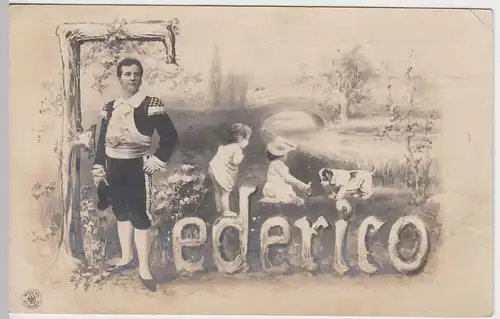 (49149) Foto AK Mann, Kabinettfoto mit Namen "Federico", vor 1905