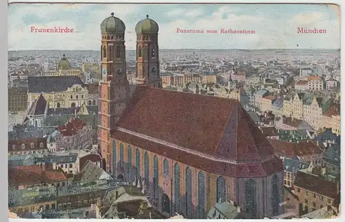 (48996) AK München, Panorama vom Rathausturm mit Frauenkirche, 1915