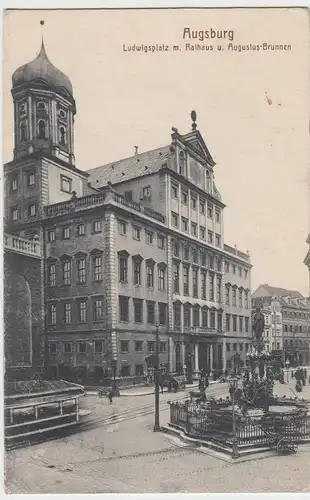 (48963) AK Augsburg, Ludwigsplatz mit Rathaus u. Augustusbrunnen, 1916