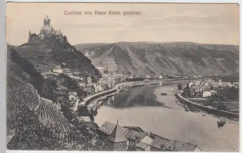 (48883) AK Cochem, Totale von Haus Krein, Feldpost 1915